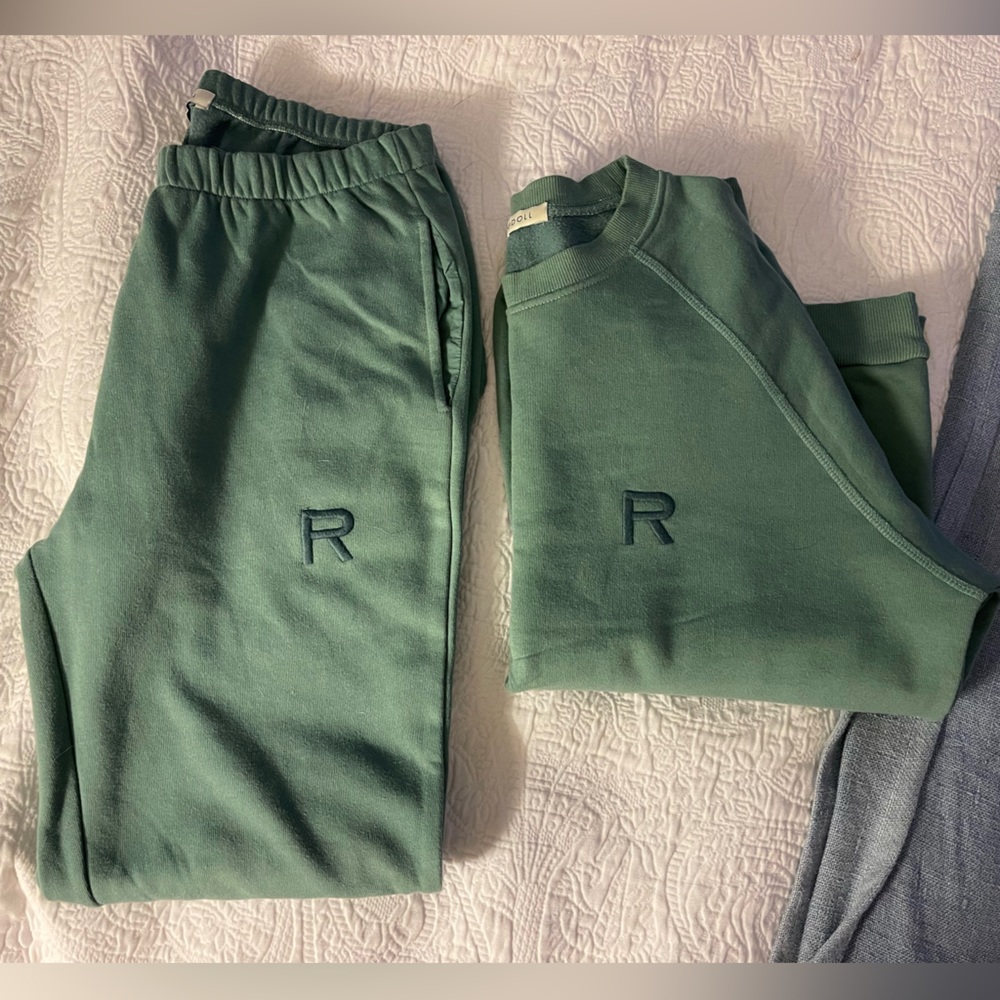 NWOT teal ragdoll LA sweatsuit (crewneck sweatshirt and jogger sweatpants)